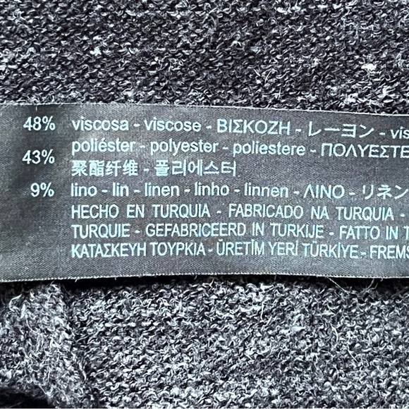 Zara Knit Linen  Skirt Charcoal Front Slit Wrap Maxi Stretch Jersey Knit Sz M - Picture 6 of 12